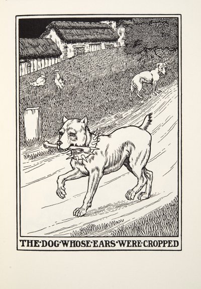 Hunden hvis ører ble beskåret, fra Fontaine Fables, pub. 1905 av Percy J. Billingshurst