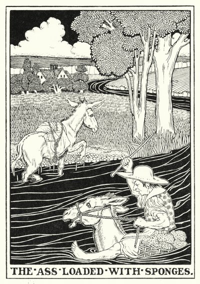 Fables of La Fontaine: Rumpa lastet med svamper (litho) av Percy James Billinghurst