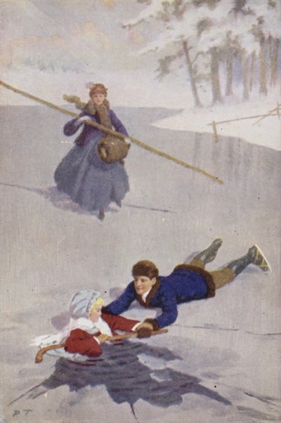 Illustrasjon for små kvinner av Louisa M Alcott (farge litho) av Percy Tarrant