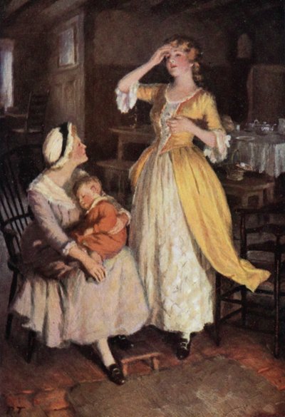 Illustrasjon for Wuthering Heights av Emily Bronte (litho-farge) av Percy Tarrant