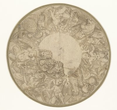 Design for bunnen av en rund utstillingsskål av Perino del Vaga (attributed to)