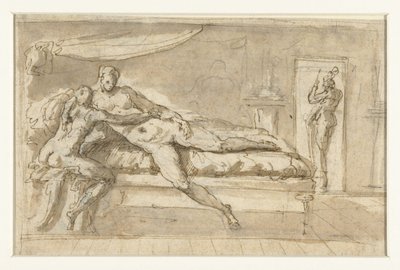 Amor og Psyche i et rom av Perino del Vaga (possibly)