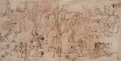 Studier av krigere, ryttere og løver, 1528-33 av Perino del Vaga
