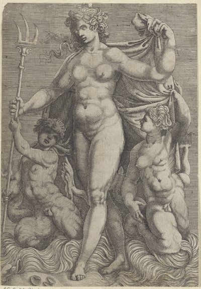 Thetis med to tritoner Neptun og Thetis med havguder og sjøhester (serietittel) av Perino del Vaga