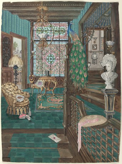 Andre etasje trapperepos og hall, 19351942. av Perkins Harnly