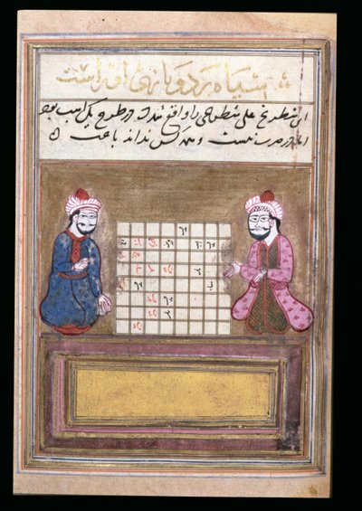 Chess Players, side fra a Treatise on Chess, tidlig Safavid, andre halvdel av 1500-tallet (blekk på papir) av Persian School