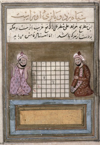 Chess Players, side fra a Treatise on Chess, tidlig Safavid, andre halvdel av 1500-tallet (blekk på papir) av Persian School