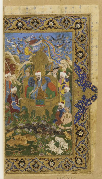 Folio fra en uidentifisert tekst; Salomo tronet av Persian School