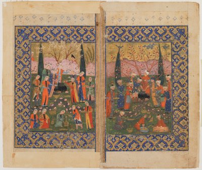 Folio fra en uidentifisert tekst; verso: Sulayman Enthroned, Shiraz, Iran, ca. 1560-70 av Persian School