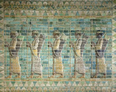 Frise av bueskyttere, fra palasset til Darius den store (548-486 f.Kr.) i Susa, Iran, Achaemenid Period, ca. 500 f.Kr. (glaserte murstein) av Persian School