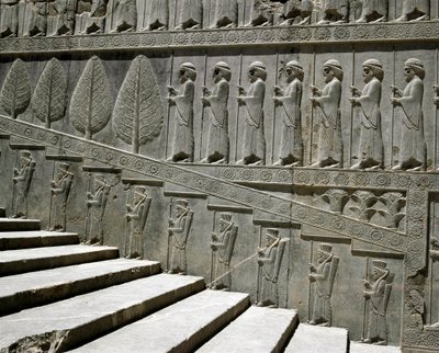 Vakter fra Susa og Persia. Relieffer av den østlige trappen til Apadana, 600-tallet f.Kr av Persian School