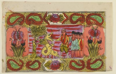 Moses og dragen, sent på 1800-tallet (håndfarget litho) av Persian School
