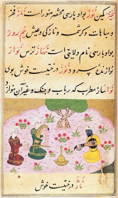 Or.3299 f.279 Musikere som spiller en melodi (nava) av Persian School