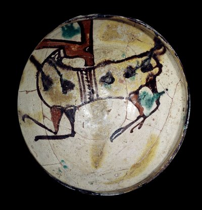 Persisk kunst: terrakottakopp med steinbukk. Fra Nichapur (Nichapur, Nishapur eller Neishabur) av Persian School