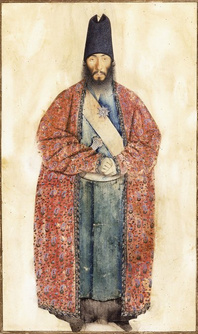 Portrett av avdøde Sam Khan Ilkhani, 1800-tallet av Persian School