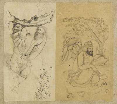 Hvilende mann, Isfahan, Safavid-dynastiet, 1639 (blekk på papir) av Persian School