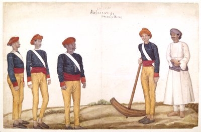 Tent Orderlies, ca. 1820-30 (akvarell på papir) av Persian School