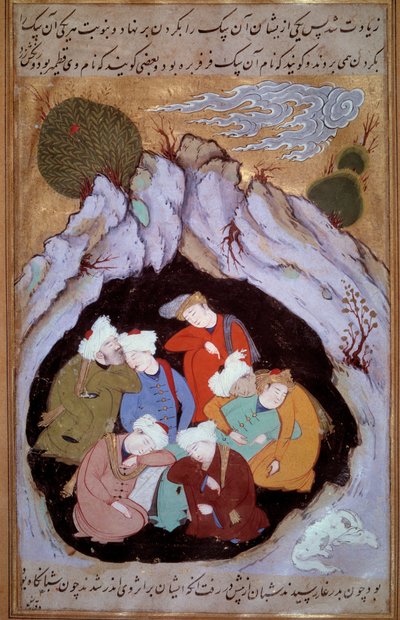 De syv sovende av Ephese Miniature fra et persisk manuskript fra 1500-tallet. av Persian School