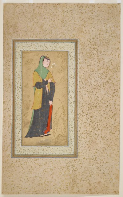 Kvinne med en spray av blomster, ca. 1595 av Persian School
