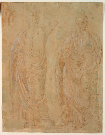 To stående draperte mannsfigurer av Perugino