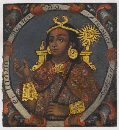 Atahualpa (ca. 1502-33) 14. og siste inkakonge, midten av 1700-tallet av Peruvian School