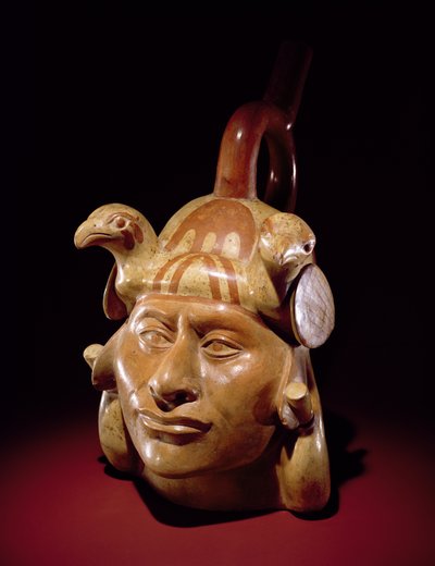 Portrettfartøy av keramikk, Mochica (keramikk og maling) av Peruvian School