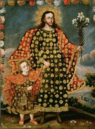 St. Joseph and the Christ Child, slutten av 1600-tallet - begynnelsen av 1700-tallet av Peruvian School