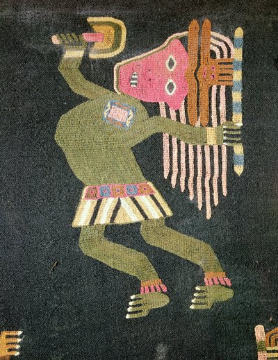 Vevd ulldanser med stafettpinnen, Paracas-stamme (tekstil) (se også 231825) av Peruvian School