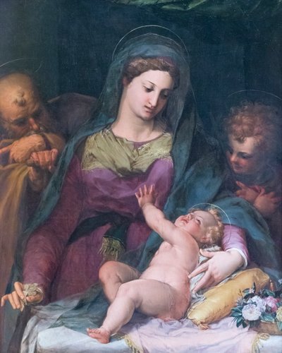 Madonna og barn med den unge St John, før 1585, Pieter de Witte (olje på panel) av Peter (1548 1628) Candid