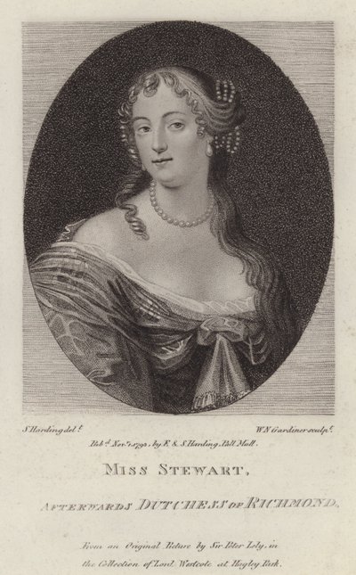Frances Stewart, hertuginne av Richmond (gravering) av Peter (after) Lely