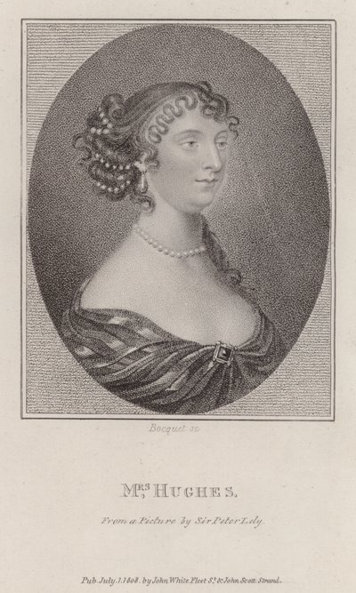 Margaret Hughes , engelsk skuespillerinne (gravering) av Peter (after) Lely