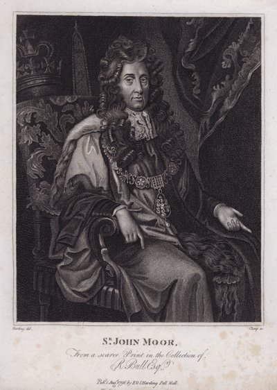Sir John Moore , engelsk politiker, MP og Lord Mayor of London (gravering) av Peter (after) Lely