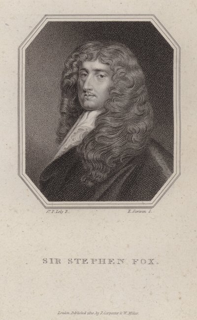 Sir Stephen Fox , engelsk politiker (gravering) av Peter (after) Lely