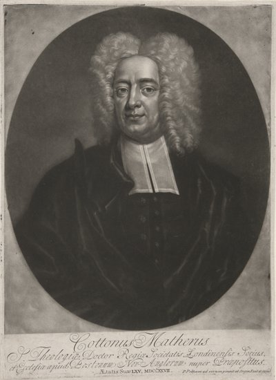 Cotton Mather, pub. 1728 (gravering) av Peter (after) Pelham