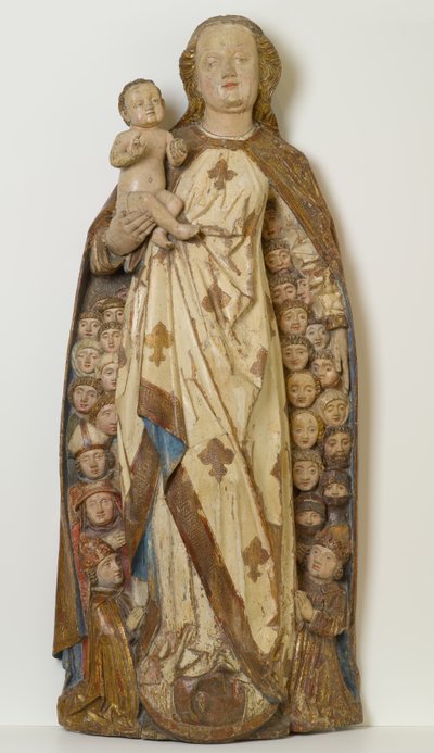 Madonna and Child Shelter Supplicants under Her Cloak, ca. 1471 (lindentre, polykrom, gull og sølvblad) av Peter (attr.to) Koellin