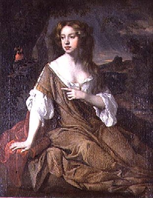 Portrett av en dame i en brun kappe av Peter (circle of) Lely