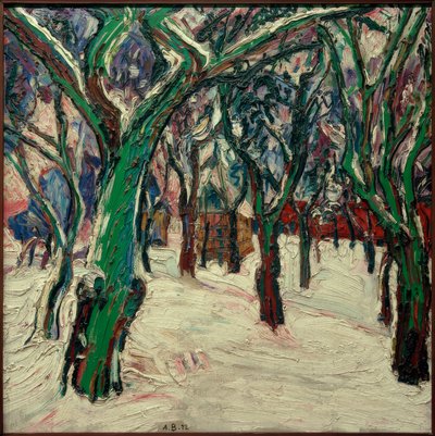 Vinterbilde med gårdshus (Parkweg om vinteren) av Peter August Böckstiegel
