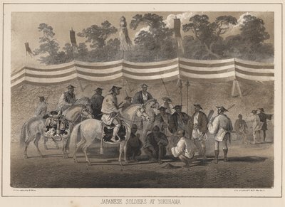 Japanske soldater ved Yokuhama, litho av Sarony und Co., 1855 (chromolitho) av Peter Bernhard Wilhelm Heine