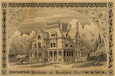 N. C. Thompson House, Rockford, Illinois, Perspektiv, 1876. av Peter Bonnett Wight