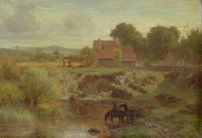 Hester som krysser en elv i Ile de France, 1855 av Peter Burnitz