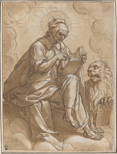 Evangelisten Markus av Peter Candid after Heinrich Aldegrever after Georg Pencz
