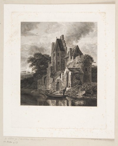 Slottsruin ved en elv av Peter Christian Schøler