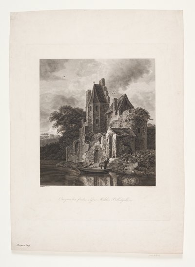 Slottsruin ved en elv av Peter Christian Schøler