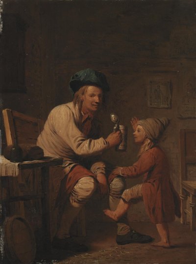 En bonde som gir sønnen sin noe å drikke av Peter Cramer