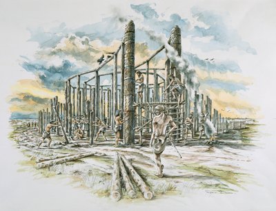 Durrington Walls, Wiltshire, ca 2500 f.Kr. tidlig på 2000-tallet av Peter Dunn