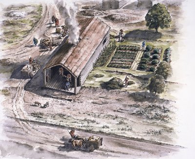 Industribygg, Ribchester Roman Fort, Lancashire, 2. århundre, 1996 av Peter Dunn