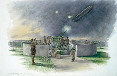 Lodge Hill Battery, skjøt mot tysk zeppelin under første verdenskrig, c1910-tallet, c1980-2010 av Peter Dunn