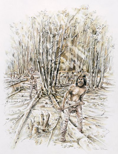 Bruk av flint-copping, forhistorisk, c1990-2010 av Peter Dunn