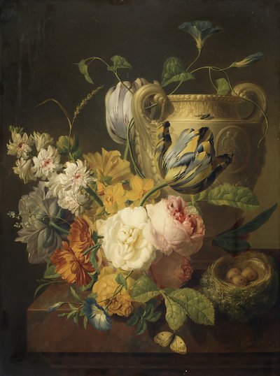 Blomster av en steinvase, 1786. av Peter Faes