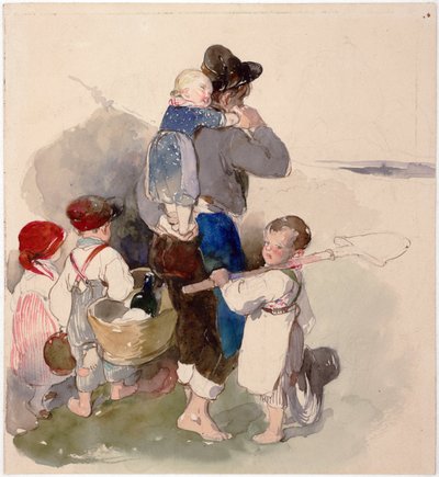 ""Barn på vei til arbeid i marka"" Akvarell av Peter Fendi (1796-1842) ca. 1840 Wien Bibliotheque albertina av Peter Fendi